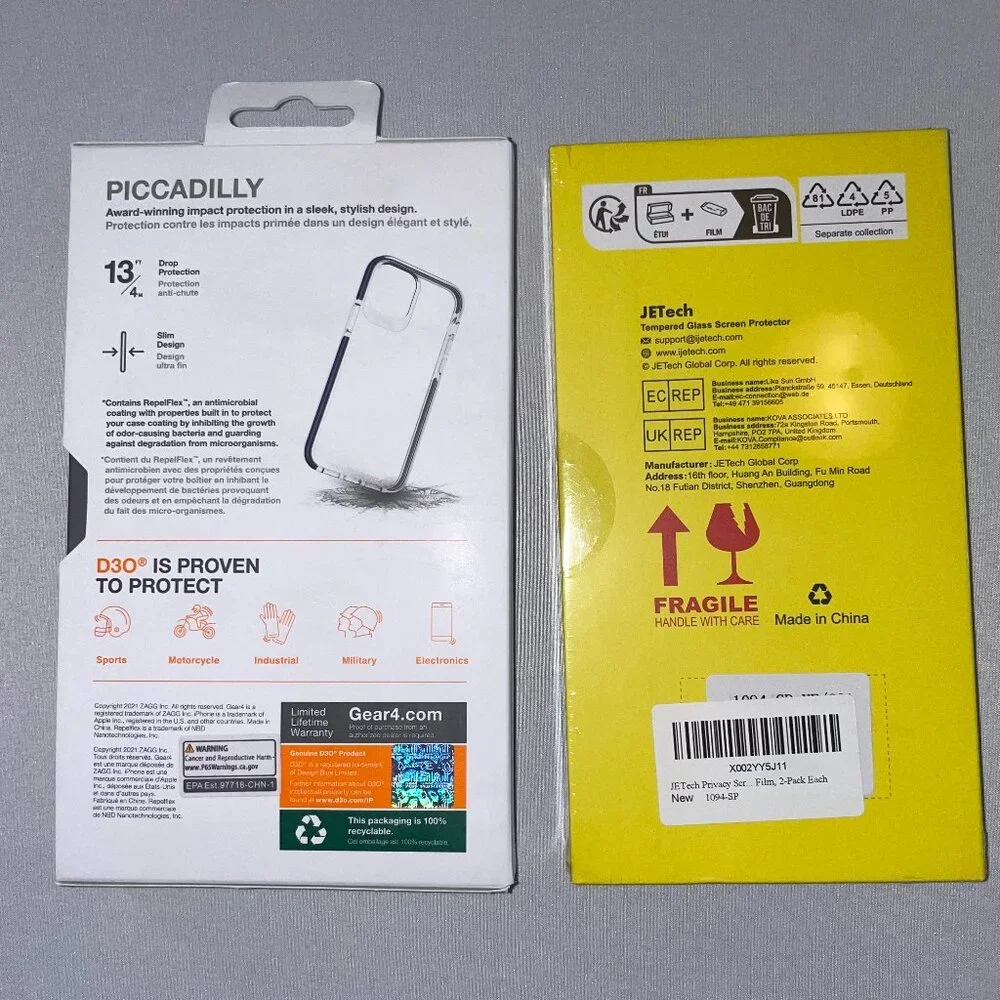 Gear4 iPhone Case + Pack of 2 JETech Privacy Screen Protector for iPhone 12 Pro